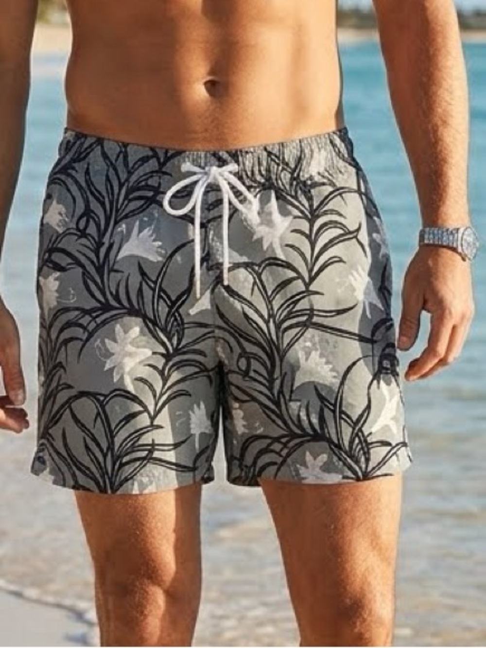 REISS Patterned Swim Shorts- Large